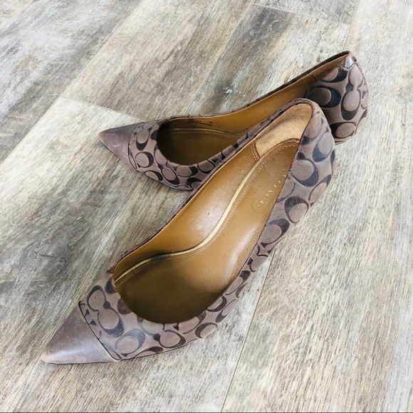Coach Shoes - Coach Embossed Monogram Logo Pointy Toe Heels - Neutral